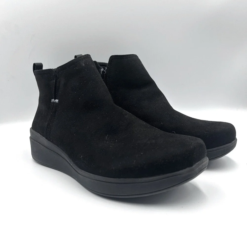 Ryka Lovely Black Ankle Boots Womens 8.5W Side Zip Wedge Booties